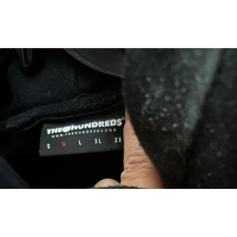 The Hundreds Black Pullover Hoodie ROSES ON LOGO MENS SIZE M PRE-OWNED - Picture 6 of 7